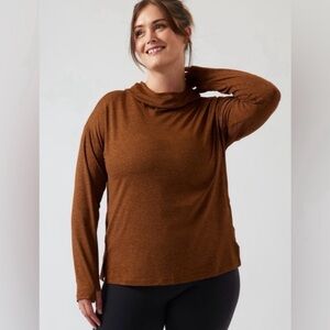 Athleta Brown Uptempo II Hoodie Lightweight Active Long Sleeve Top